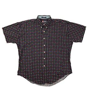 Chaps Ralph Lauren Vtg 90s Blue Golf Print Button Up Shirt Men's XL Short Sleeve